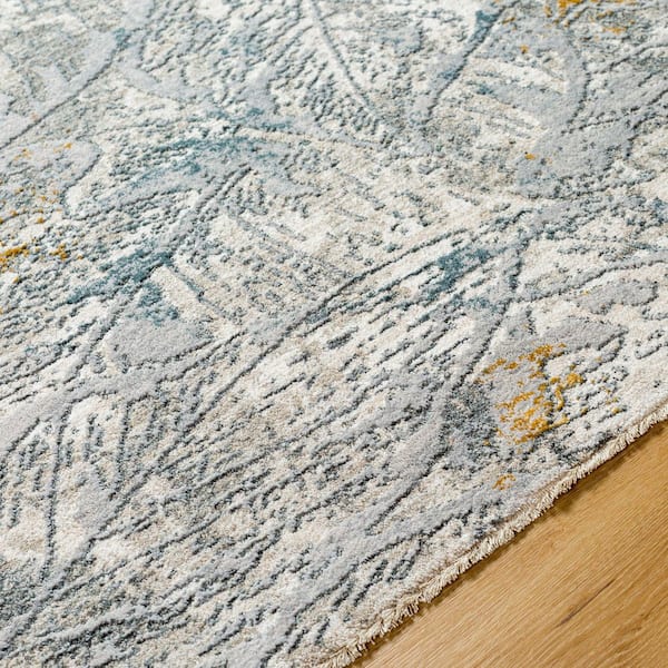 Dresden Medium Gray Modern Botanical 9 ft. x 12 ft. 2 in. Area Rug