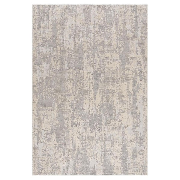 2 ft. x 4 ft. Gray And Beige Abstract Area Rug