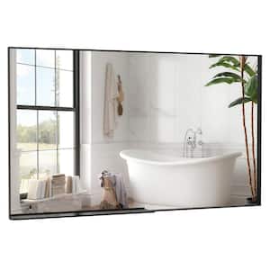 36 in. W x 60 in. H Rectangular Aluminum Framed Wall Mounted Bathroom Vanity Mirror with Removable Tray in Black