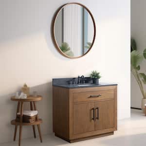 36 in. W x 21.5 in. D x 34 in. H Single Sink Bathroom Vanity in Tan with Black Limestone Top