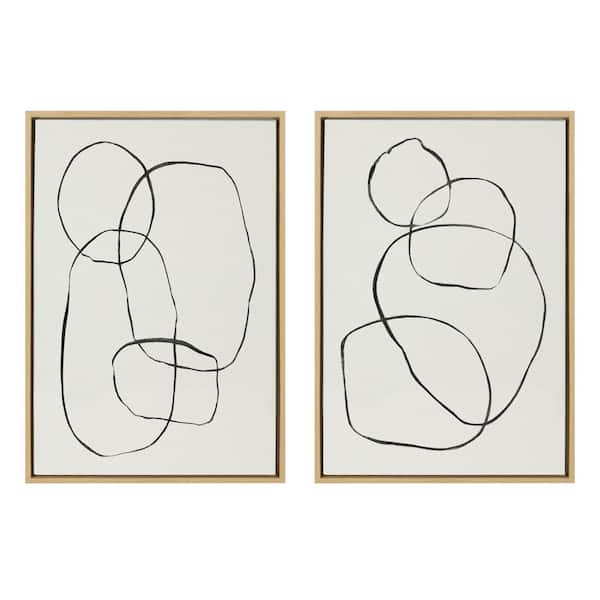 Kate and Laurel 871 Modern Circles & 869 Going in Circles by Teju Reval Framed Abstract Canvas Wall Art Print 33 in. x 23 in. (Set of 2)