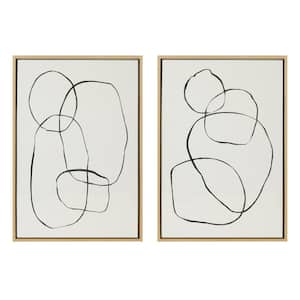 871 Modern Circles & 869 Going in Circles by Teju Reval Framed Abstract Canvas Wall Art Print 33 in. x 23 in. (Set of 2)
