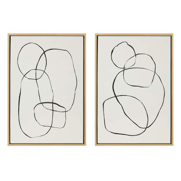 Kate and Laurel 871 Modern Circles & 869 Going in Circles by Teju Reval Framed Abstract Canvas Wall Art Print 33 in. x 23 in. (Set of 2)