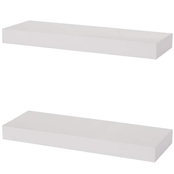 Sorbus 5.5 in. x 16 in. x 1.5 in. Classic White Wood Decorative Wall Shelves with Brackets (2-Pack)