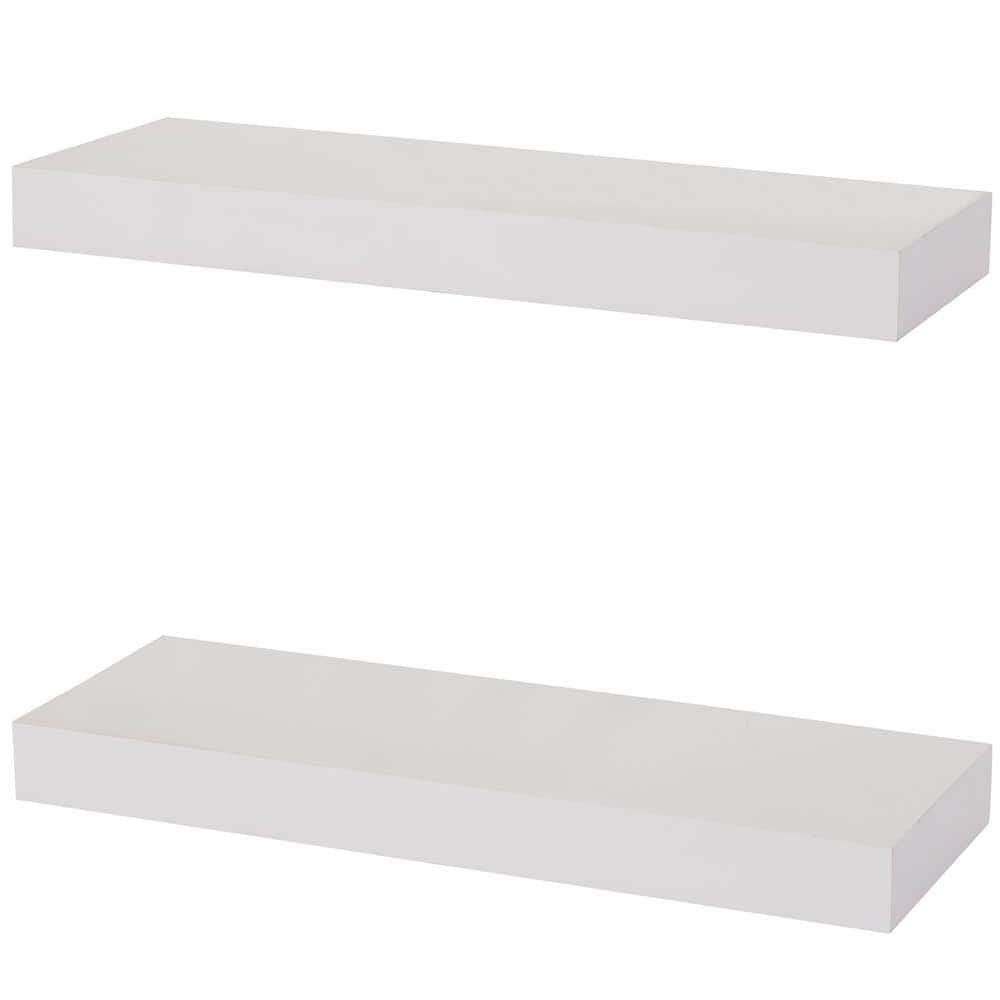 Elegant White Floating Mantel Wall Shelf Set