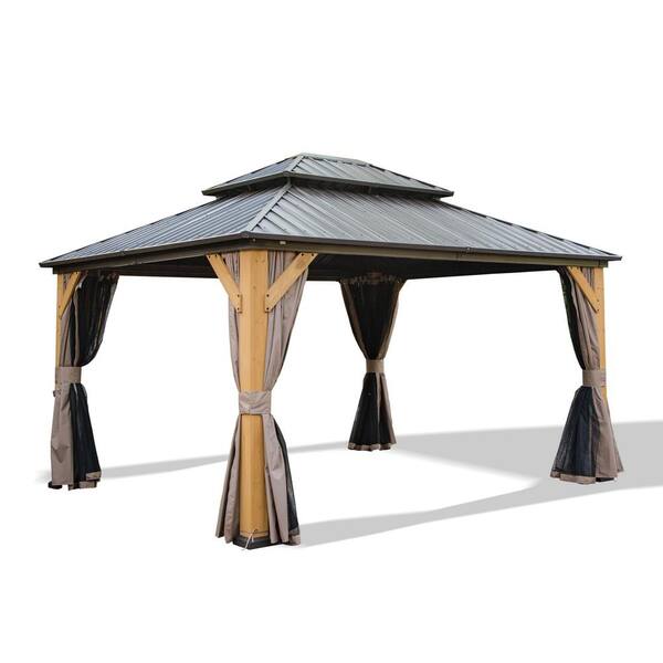 domi outdoor living 12 ft. x 14 ft. Aluminum Hardtop Gazebo with ...