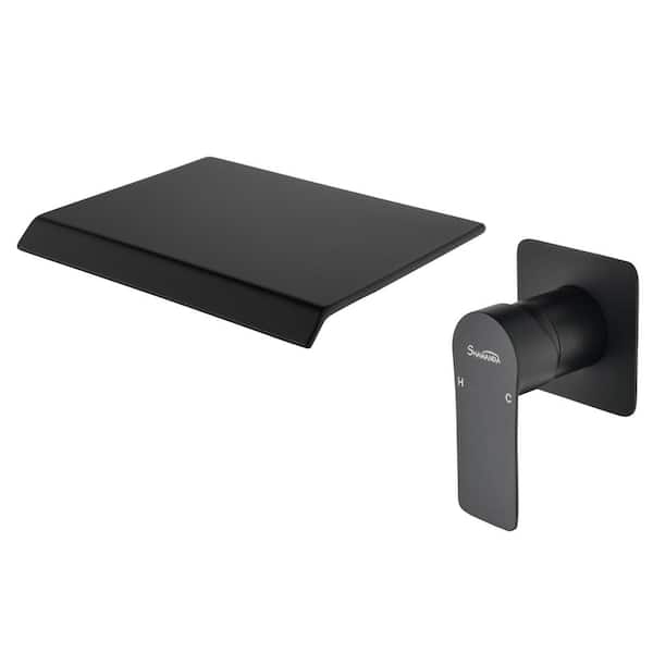 Flynama Single Handle Wall Mounted Bathroom Faucet in Matte Black