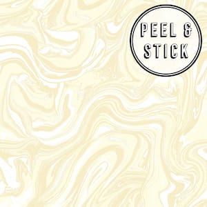 Marble Beige/White Vinyl Peelable Roll (Covers 30.75 sq. ft.)