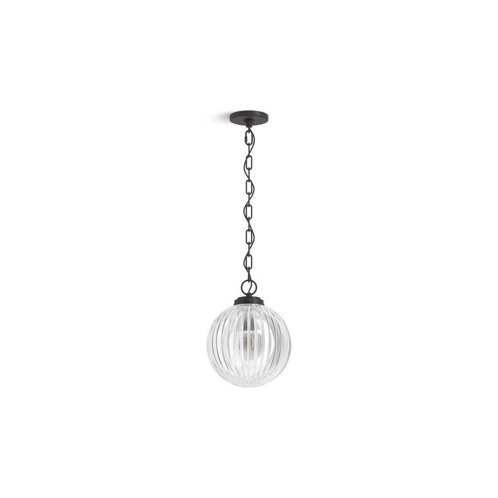 Matte Black Glass LED Indoor/Outdoor Pendant Light