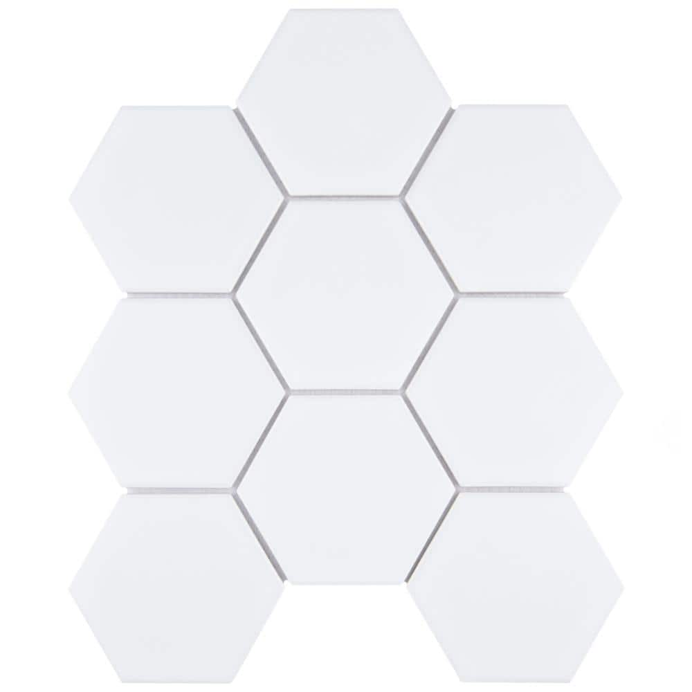 Metro Super 4 in. Hex Matte White 6 in. x 6 in. Porcelain Mosaic Take Home Tile Sample price history on PriceWatchPro