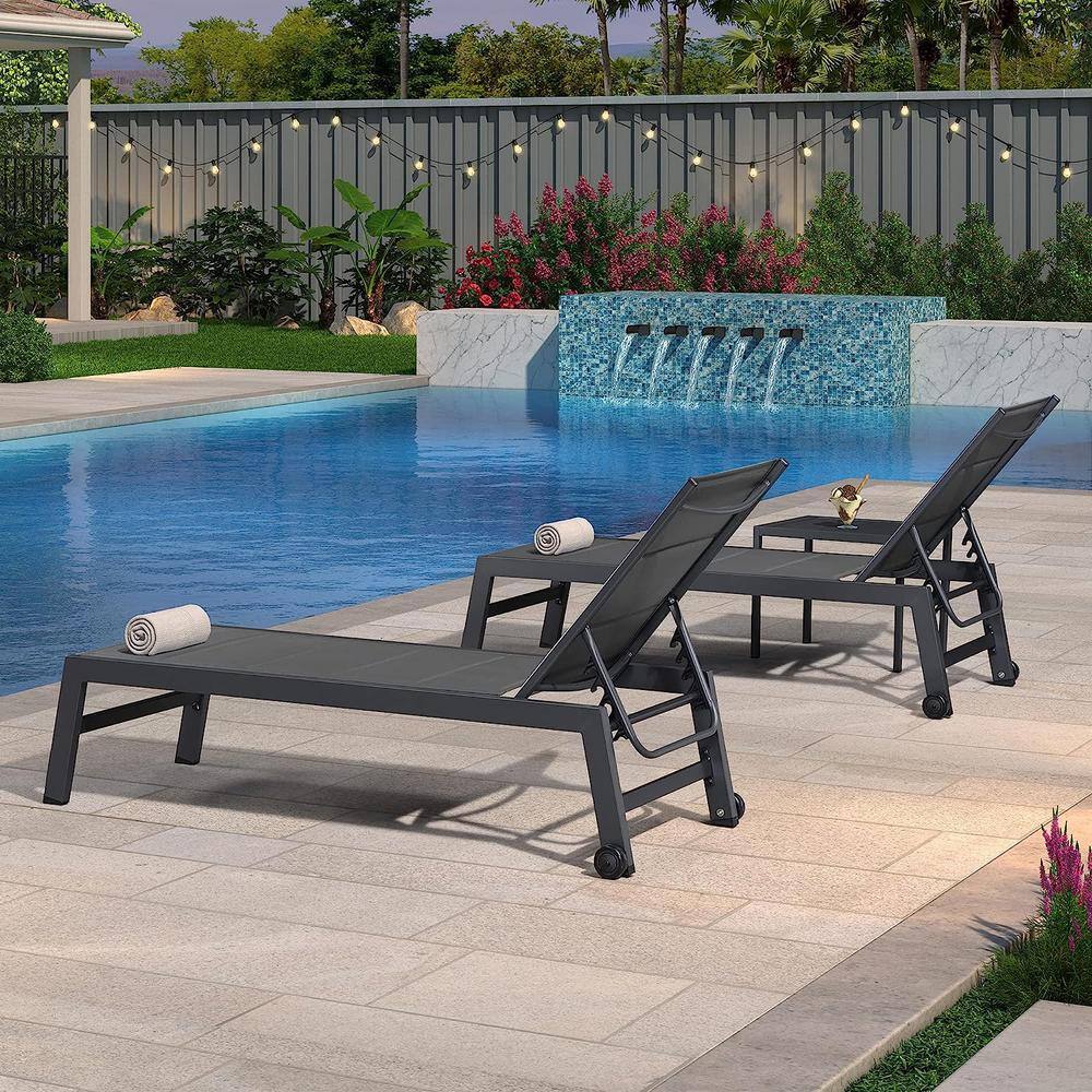 PURPLE LEAF Aluminum Outdoor Chaise Lounge Patio Lounge Chair with ...