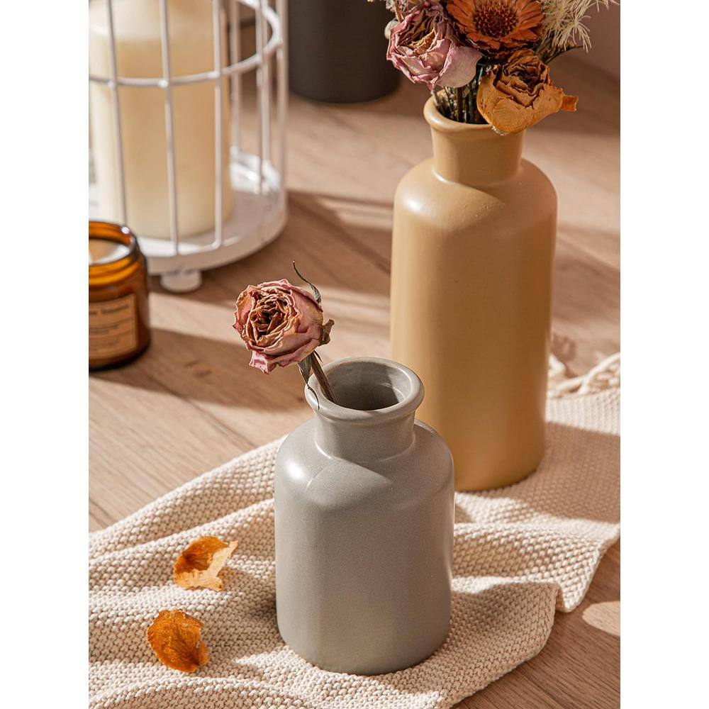 Set of 3 Multicolor Ceramic Decorative Table Vases
