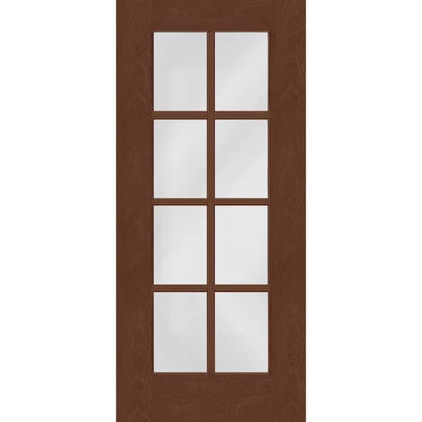 Steves & Sons Regency 36 in. x 80 in. Full 8-Lite Universal Handing Clear Glass Chestnut Stain Fiberglass Front Door Slab