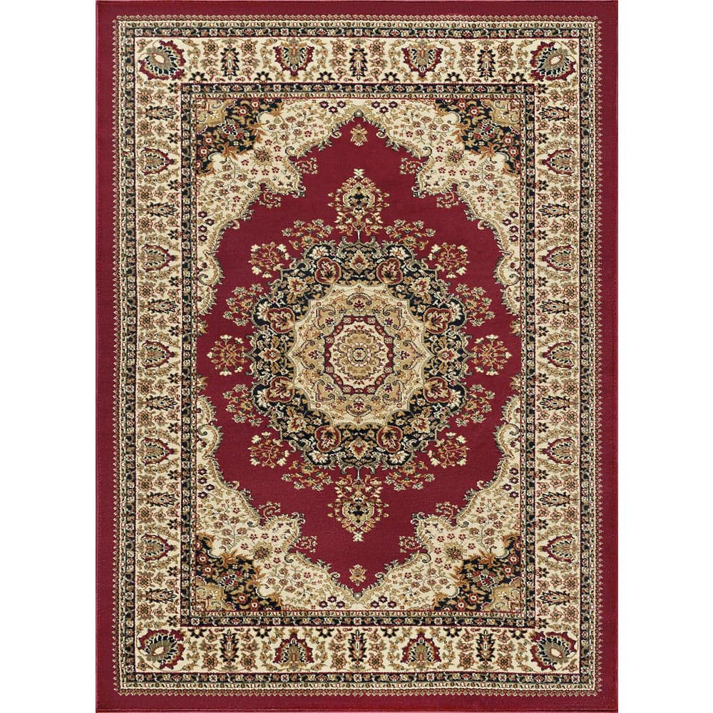 Tayse Rugs Sensation Border Red 11 ft. x 15 ft. Indoor Area Rug SNS4700 ...