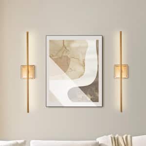 350° Rotate Gold Dimmable Wireless Integrated LED Wall Sconce with Remote, Sconce Wall Decor for Living Room(2-Pack)