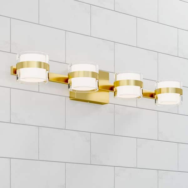 Austin 27.5 in. 4-Light Modern Gold Integrated LED Dimmble 3-CCT Vanity Light