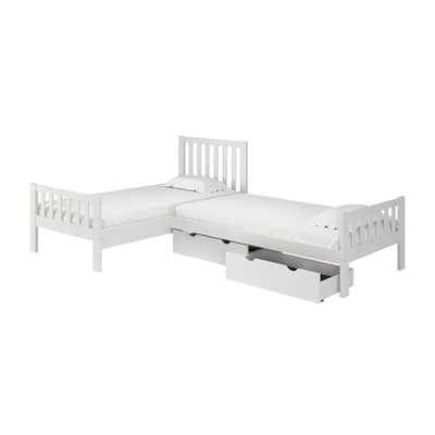 Alaterre Furniture Aurora White Twin, Corner Twin Beds With Trundle