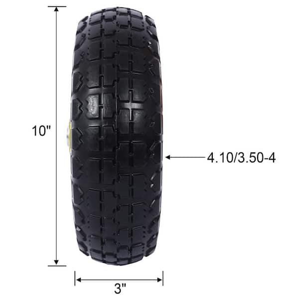 10 in. Diameter Tire in Black with Yellow Rim and Heavy-duty Flat Free PU Foam