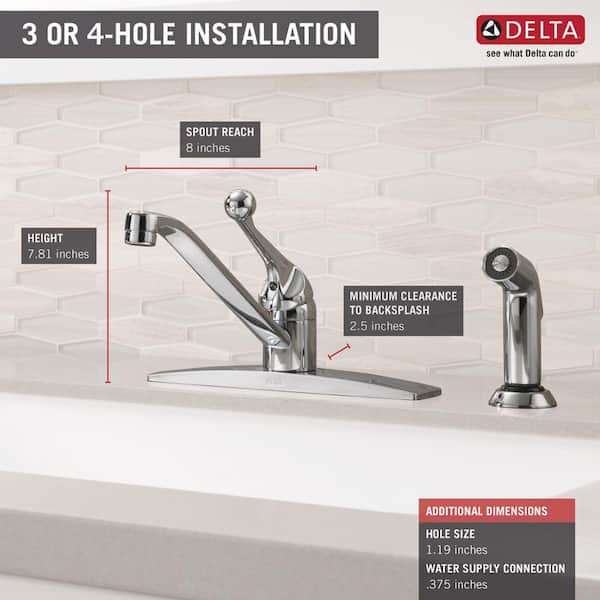 DELTA FAUCET 300LF-WF Classic, Single Handle deals Kitchen Faucet with Integral Spray