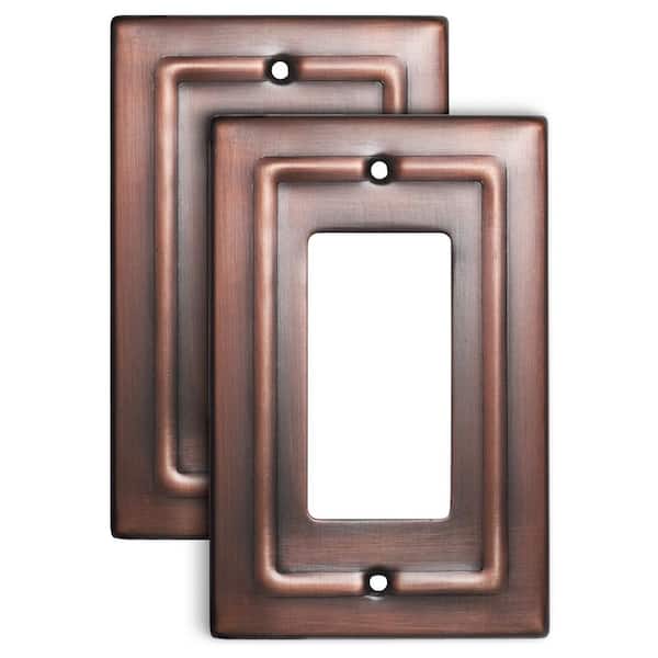 Monarch Abode Architectural 1-Gang Antique Copper Decorator/Rocker Metal Wall Plate (2-Pack)