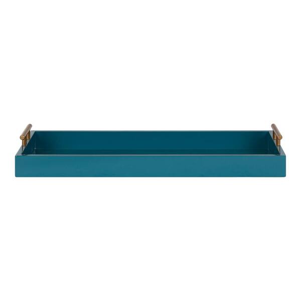 Kate and Laurel Lipton Teal Decorative Tray 219566 - The Home Depot