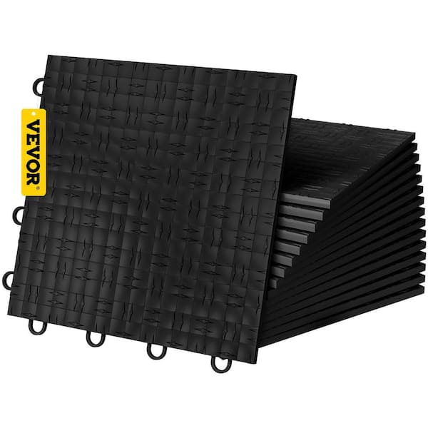 VEVOR Garage Tiles Interlocking 1 ft. W x 1 ft. L Black Garage Floor Covering Tiles 50-PC Polypropylene Garage Flooring Tiles