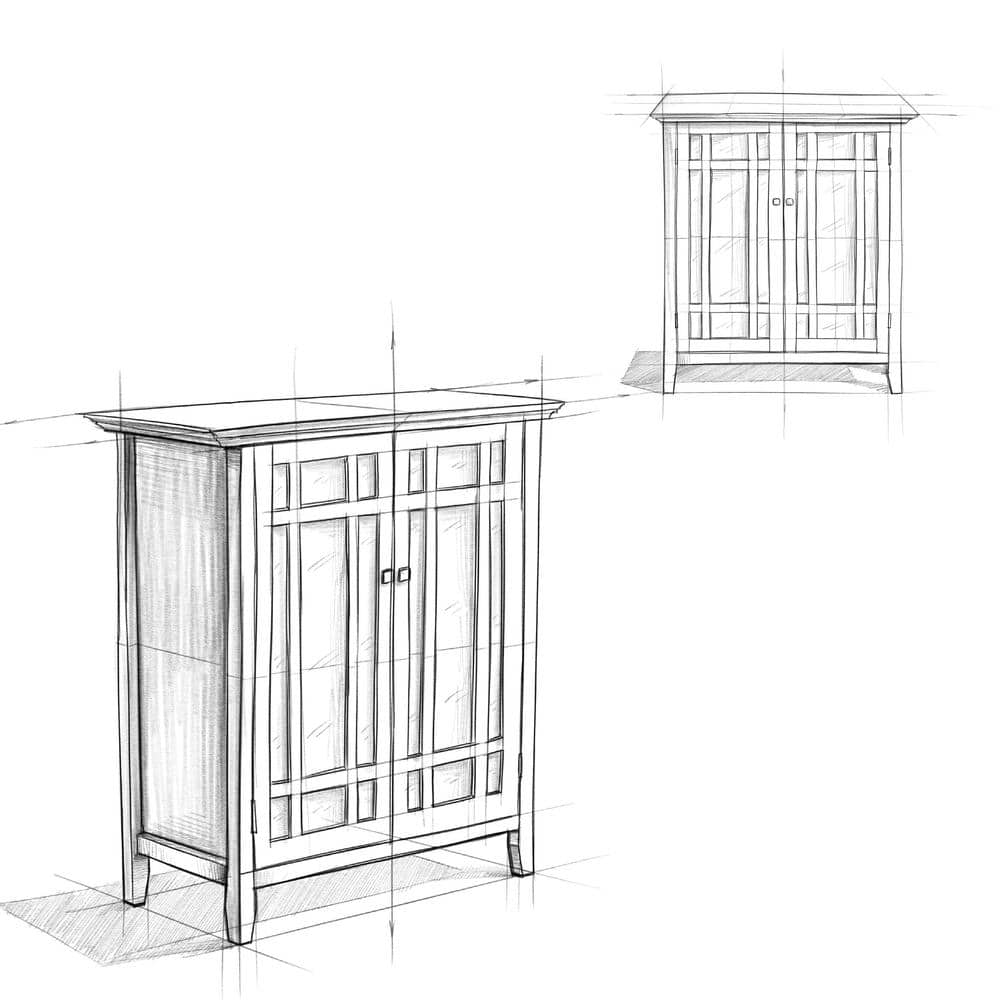 Transitional Dark Tobacco Brown Solid Pine Adjustable Cupboard