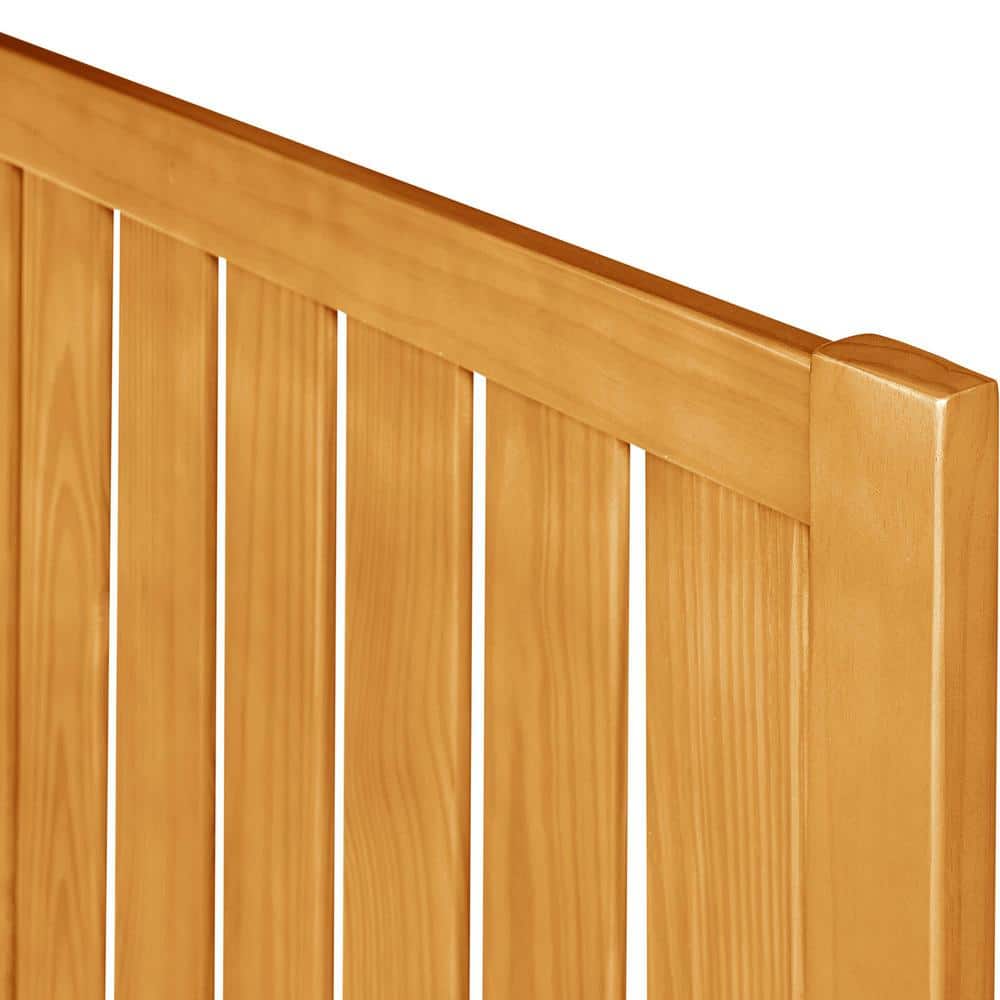 Graham Oak King Solid Pine Wood Platform Bed with Slatted Headboard