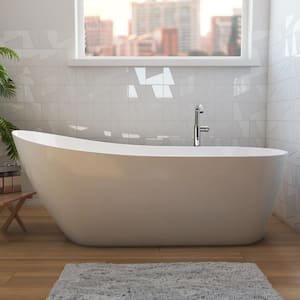 Soca 67 in. x 29 in. Acrylic Non-Whirlpool Freestanding Slipper End Drain Bathtub in White