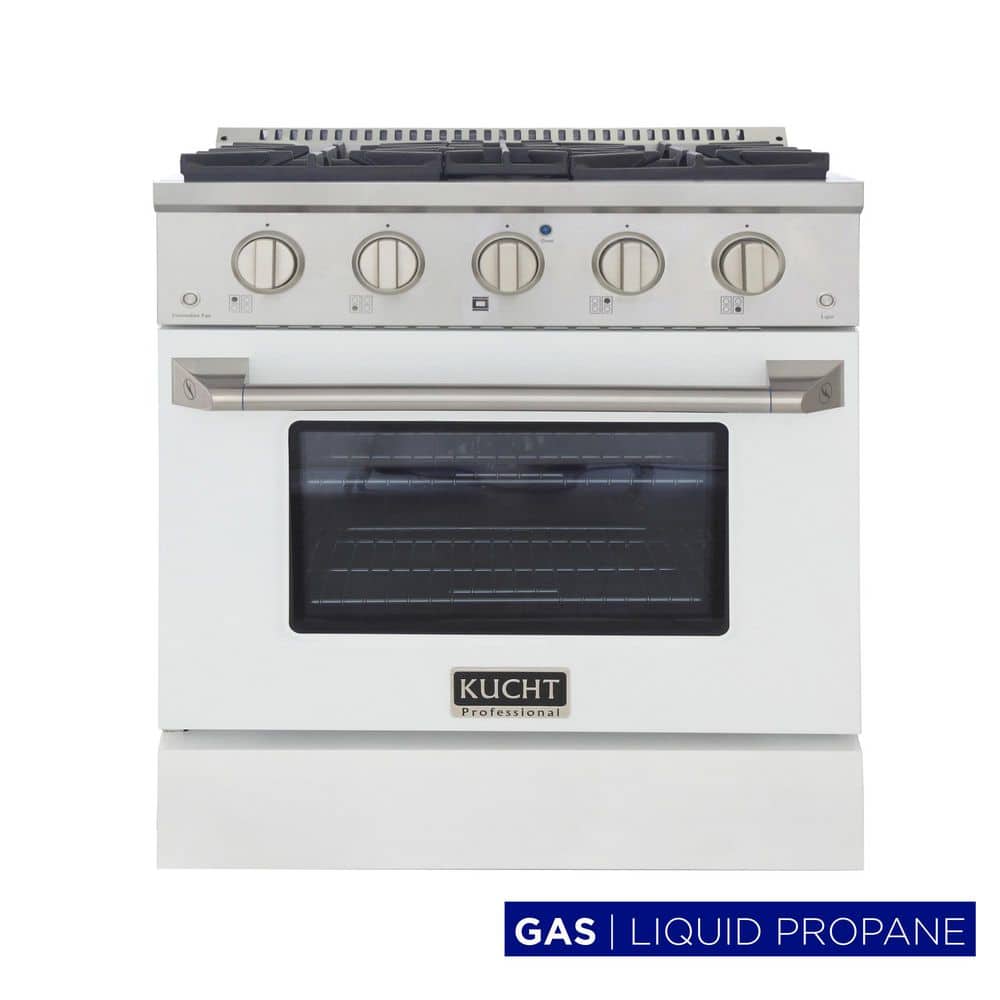 Pro-Style 30 in. 4.2 cu. ft. Propane Gas Range with Sealed Burners and Convection Oven in White Oven Door price history on PriceWatchPro