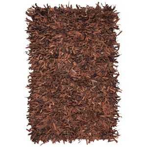 Leather Shag Saddle Doormat 3 ft. x 5 ft. Solid Gradient Area Rug