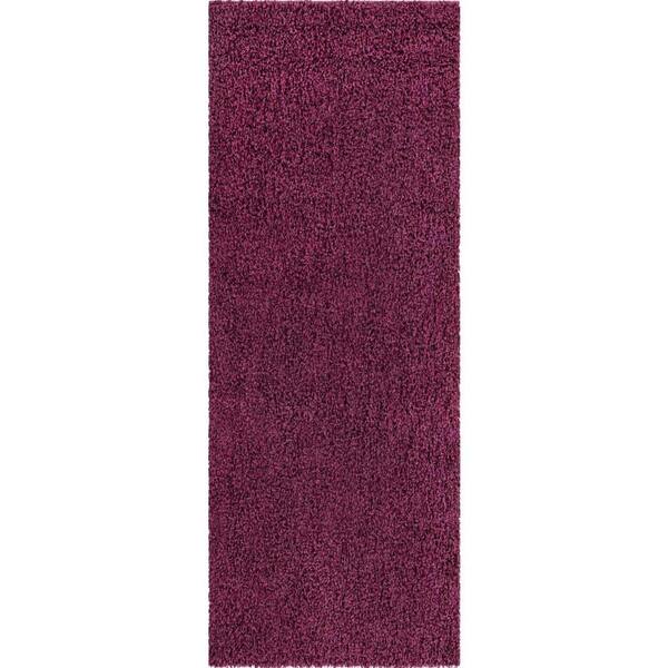 Unique Loom Solid Shag Eggplant Purple 2 ft. x 6 ft.1 in. Area rug