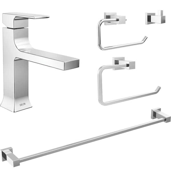 Velum Single Handle Single Hole Bathroom Faucet with Deckplate Included and Drain Kit Included in Chrome