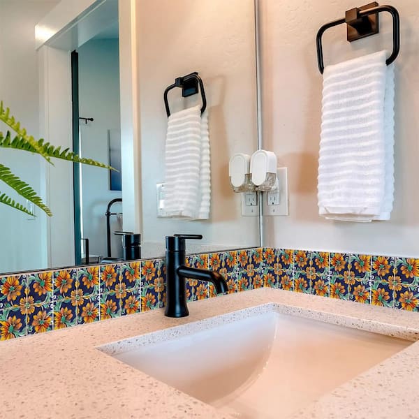 Turquoise, Blue, Yellow and Orange C81 4 in. x 4 in. Vinyl Peel and Stick Tile (24-Tiles, 2.67 sq. ft. /1-Pack)