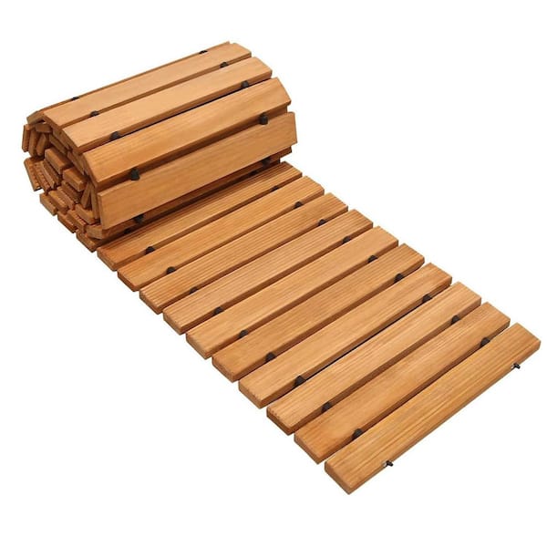 12 ft. Weather-Resistant Cedar Wooden Garden Pathway Roll Out Walkway for Outdoor Patios and Events 40 Boards