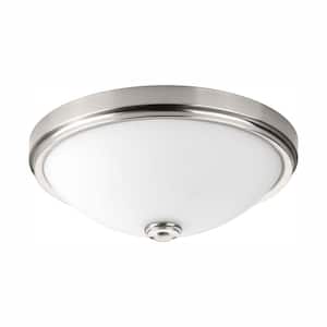 19 in. Linen Collection 30 -Watt Brushed Nickel Integrated LED Flush Mount