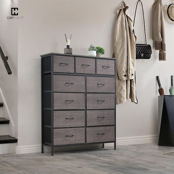 CAPHAUS Grey Oak 11 Drawer 39.4 in. Wide Dresser