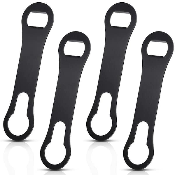 4-Piece Bottle Opener and Pour Spout Remover Flat Bar Key Stainless Steel Bartender Tool Set