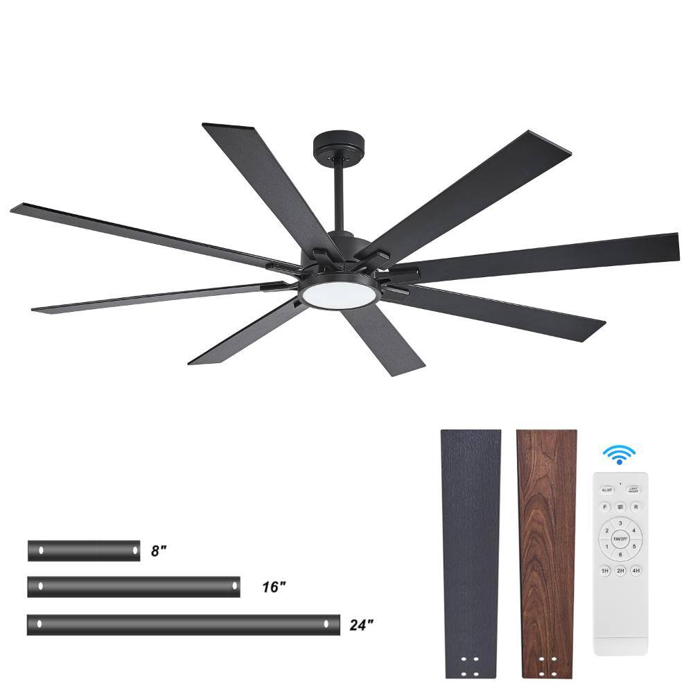 72 in. Modern Black Reversible Black Blades Standard Downrod Mount Ceiling Fan with 3 Colors LED Light and Remote price history on PriceWatchPro