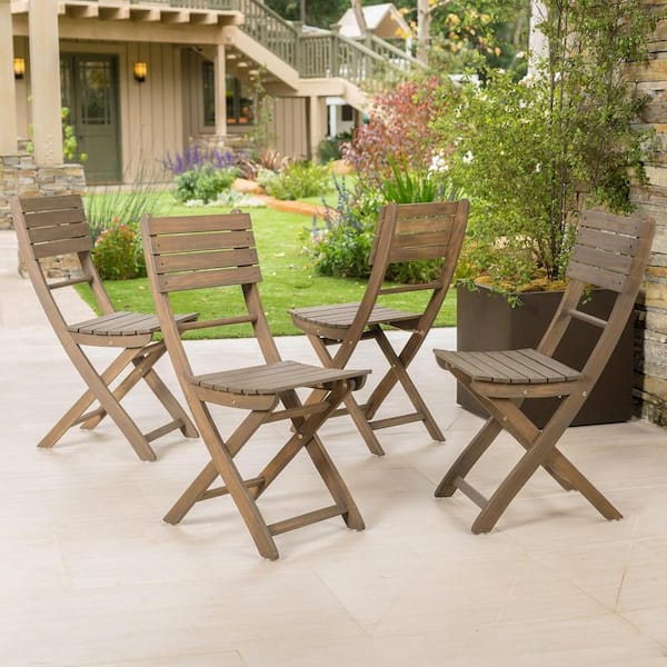ITOPFOX Outdoor Grey Foldable Dining Chair (Set of 4)