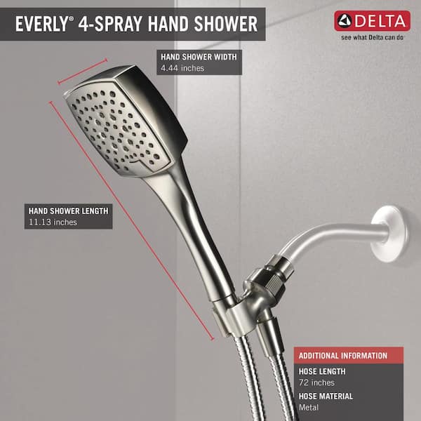 Everly 4-Spray 4.4 in. Single Wall Mount Handheld Shower Head in Brushed Nickel Everly 4-Spray 4.4 in. Single Wall Mount Handheld Shower Head in Brushed Nickel