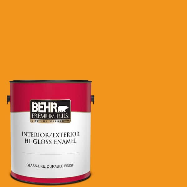 BEHR PREMIUM PLUS 1 gal. #290B-7 Yam Hi-Gloss Enamel Interior/Exterior Paint