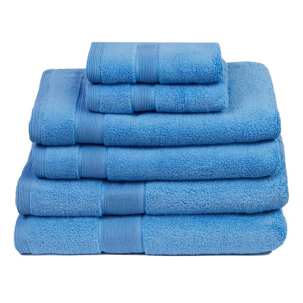 Signature 6-Piece 100% Cotton Bath Towel Set in Cornflower