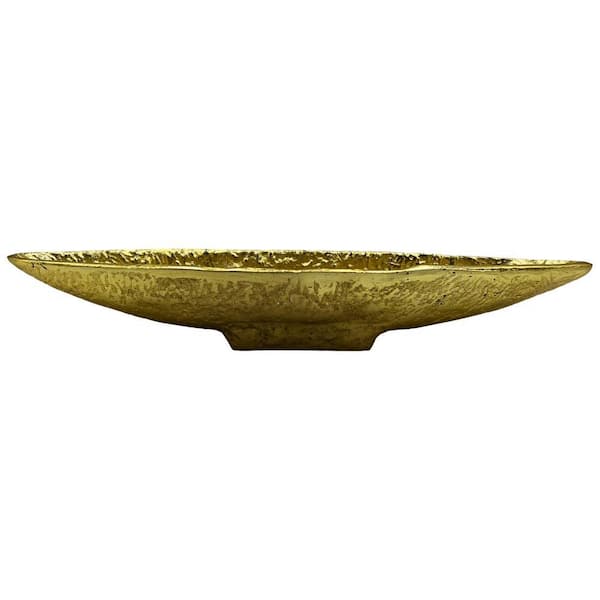 Gold 14 in. x 3 in. Aluminum Decorative Modern Metal Boat Tray