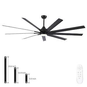 Coastal 84 in. Indoor Matte Black Large Windmill Ceiling Fan with Light, Aluminum Blades and Remote Control