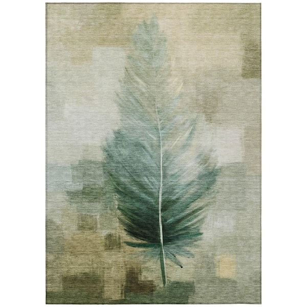 Chantille Machine Washable Indoor/Outdoor Abstract ACN2745 Green 5 ft. x 7 ft. 6 in. Area Rug