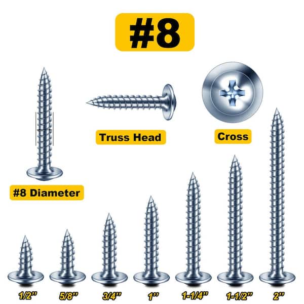 #8 Assorted Length Phillips Truss Head Wood Screws Kit (155-Pack)