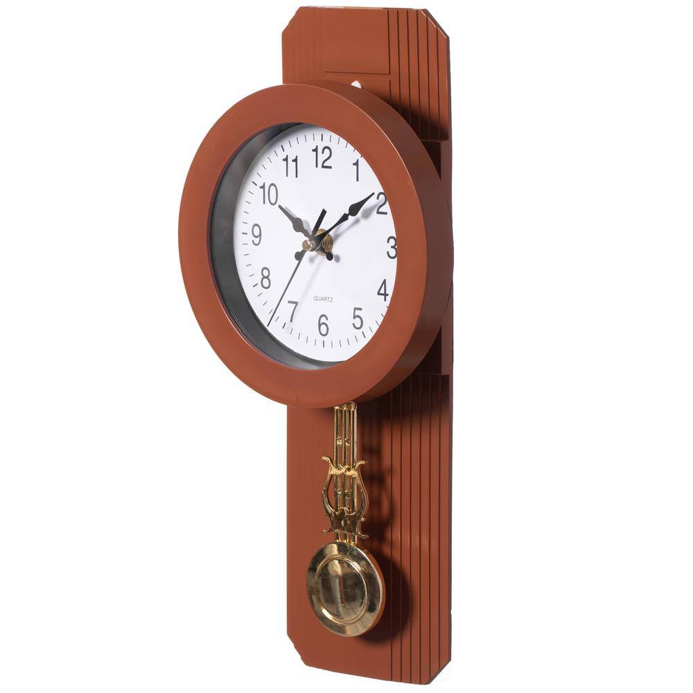 Vintage Brown and Gold Plastic Pendulum Wall Clock
