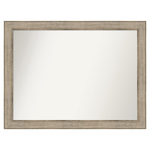 Amanti Art Trellis Silver 50 in. x 38 in. Custom Non-Beveled Wood Framed Bathroom Vanity Wall Mirror