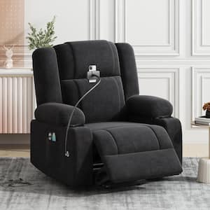 Black Chenille Glider Recliner with Power Lift, Massage and Heating